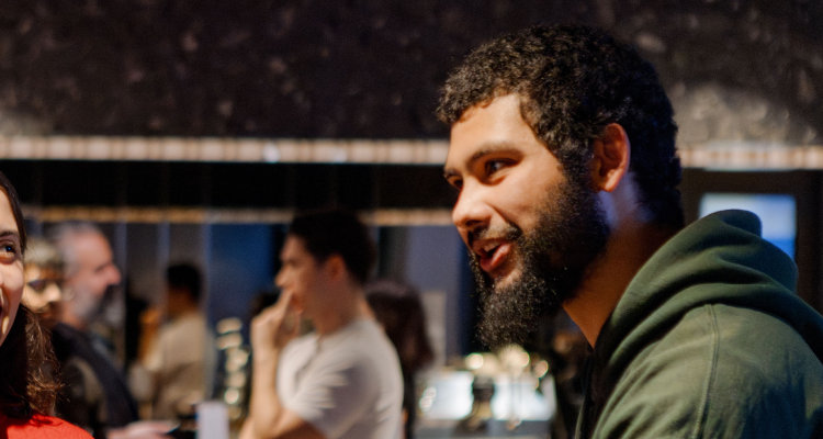 Kane Lincoln speaking to guests at an EQT Ventures event